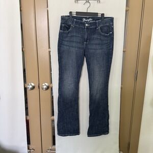 Wrangler Womens 13 Blue Medium Wash Mid Rise Boot Cut Denim Jeans Pants Bottoms